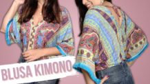 COMO FAZER BLUSA KIMONO – FÁCIL DE FAZER – SEM MOLDE – BLUSA DE MANGA LARGA