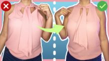 Ajuste de Blusa Com Gola Laço – Como Apertar Blusa Feminina – Conserto de Roupas
